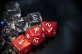 A set of red and transparent RPG dice Royalty Free Stock Photo