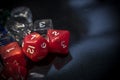 A set of red and transparent RPG dice Royalty Free Stock Photo