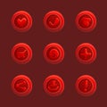 Set of red vector elements For Ui Game