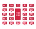 Set of red web flat sales icons