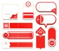 Set of red vector progress, version, step icons. Royalty Free Stock Photo