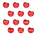 Set Red vector stickers. Discount, cash back, and off. Vector badge and logo