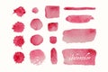 Set of red watercolor blobs and spots Royalty Free Stock Photo