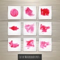 Set of red watercolor brush strokes Royalty Free Stock Photo