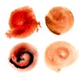 Set of red watercolor circles on white paper Royalty Free Stock Photo