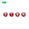 Set of red web contact us buttons vector isolated Royalty Free Stock Photo