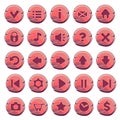 Set of red wooden round buttons Royalty Free Stock Photo