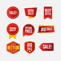 Set of red and yellow discount stickers, badge, sign Royalty Free Stock Photo