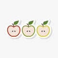 Set of red, yellow and green apples isolated on white background, sticker Royalty Free Stock Photo