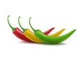 Set of Red Yellow Green Hot Chili Pepper on White Background Royalty Free Stock Photo