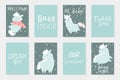 Set of 8 redy to use cards with cute Little horses hand drawn illustrations