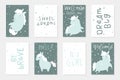 Set of 8 redy to use cards with cute Little horses hand drawn illustrations