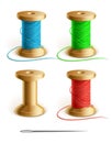 Set reel with thread and needle Royalty Free Stock Photo