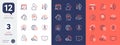 Set of Refer friend, Market seller and Hold box line icons. For design. Vector