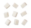 Set of refined sugar cubes on a white, isolated. The view of the top. Royalty Free Stock Photo