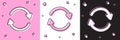 Set Refresh icon isolated on pink and white, black background. Reload symbol. Rotation arrows in a circle sign. Vector