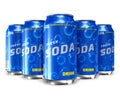 Set of refreshing soda drinks in metal cans Royalty Free Stock Photo