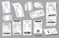 Set of register sale receipt or cash receipt printed on white paper concept. eps 10 vector