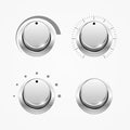 Set of regulator buttons, isolated on white