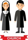 Set of a religious people, priest and nun