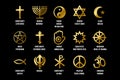 Set of religious signs. Icons for religion faith