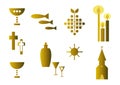 Set of religious symbols (gold) Royalty Free Stock Photo