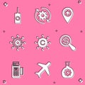 Set Remote control, Gear and arrows as workflow, Location with star, Project management, Copywriting network and