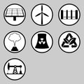 Set of renewable energy and wasteful energy icon. Royalty Free Stock Photo