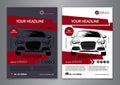 Set A5, A4 rent a car business flyer template. Auto service Brochure templates, automobile magazine cover.
