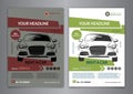 Set A5, A4 rent a car business flyer template. Auto service Brochure templates, automobile magazine cover.