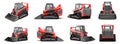 Set of Rent Large Track Skidloader 3d rendr on white Royalty Free Stock Photo