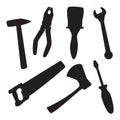 Set of repair tools black on a big background Royalty Free Stock Photo