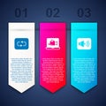Set Repeat button, Online play video and Speaker volume. Business infographic template. Vector