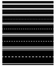 Set of repeatable road shapes with dashed lines