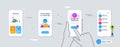Set of Report document, Calendar and Education idea line icons. For design. Vector