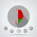 Set of Republic of Khakassia map in Belarus flag colors Country, Camera, Mobile, Web, Globe icons