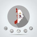 Set of Republic of Khakassia map in Mari El Republic flag colors Country, Camera, Mobile, Web, Globe icons