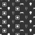 Set Resistor electricity, Light emitting diode, Electric light switch and Audio jack on seamless pattern. Vector Royalty Free Stock Photo