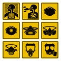 Set of respiratory icon for heavy duty industrial