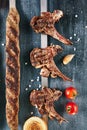 Set of Restaurant Barbecue Menu with Grilled Lamb Loin Royalty Free Stock Photo