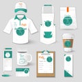 Set of restaurant corporate identity uniform, flyer, shirt