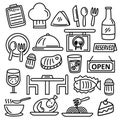 Set of restaurant doodle vector illustration Royalty Free Stock Photo