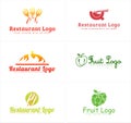 A set of restaurant food fruit healthy logo design Royalty Free Stock Photo