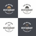 Set of restaurant logos with text on a white and colored background. Royalty Free Stock Photo