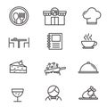 Set of restaurant related icon line design