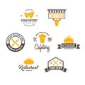 Set of Restaurant Shop Design Element in Vintage Style for Logotype, Label, Badge and other design.