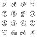 set of 16 restore and restart icons vector. clock, restart, restore, process, system and recycling