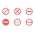 Set of restriction signs in flat design. No entry and stop signs. Vector EPS 10 Royalty Free Stock Photo