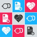 Set Retractable cord leash, Clipboard with medical clinical record pet and Heart with dog icon. Vector Royalty Free Stock Photo