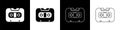 Set Retro audio cassette tape icon isolated on black and white background. Vector Royalty Free Stock Photo